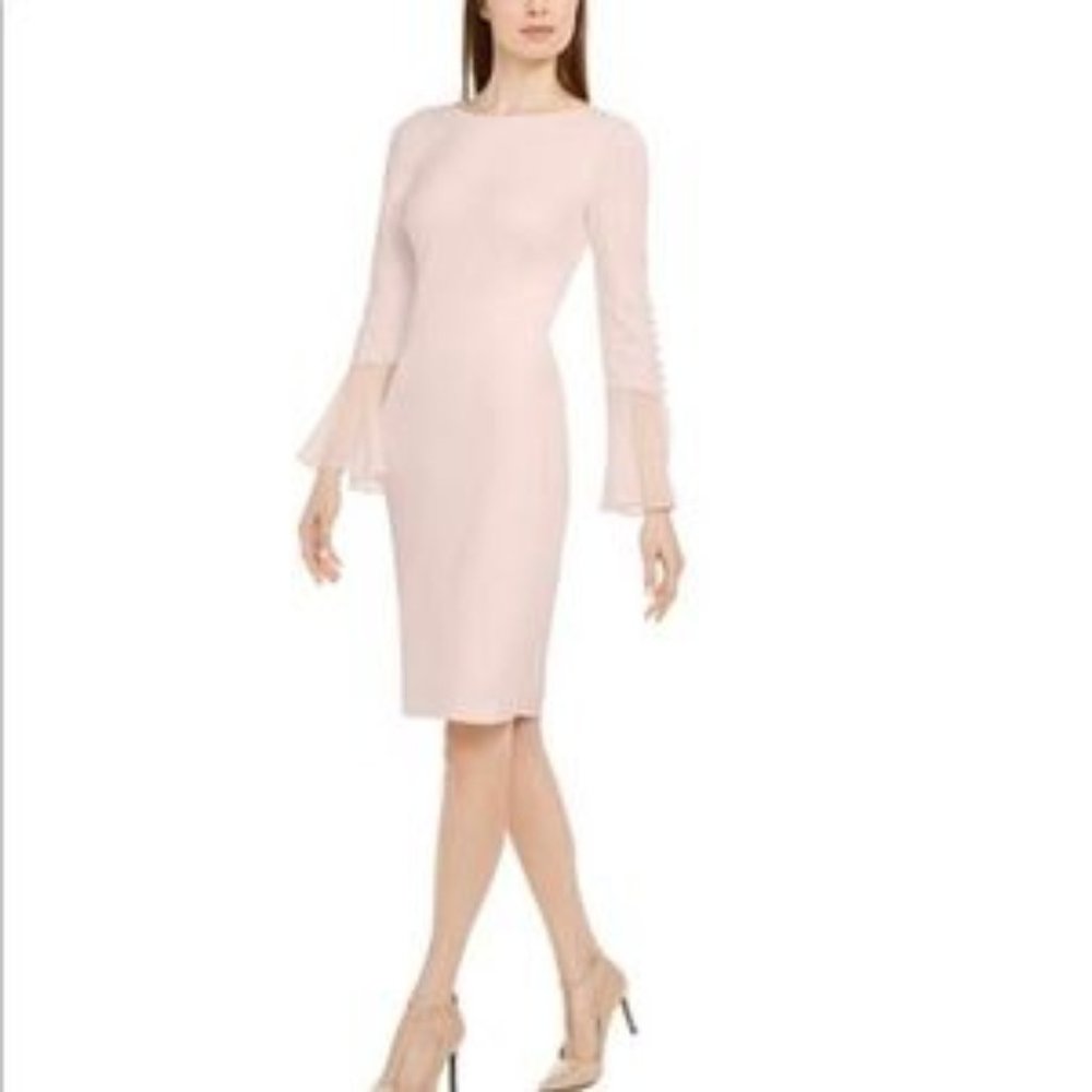 Calvin Klein Blush Flutter Sleeve Sheath Dress 8